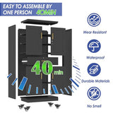 AUEYTVR 61" Metal Garage Storage Cabinet with Wheels and Locking Doors and Tall Rolling Steel Tool Cabinet with 5 Adjustable Shelves for Garage,Home,Office,Shop (Black, 71" H x 35.43W x 15.74" D) AUEYTVR