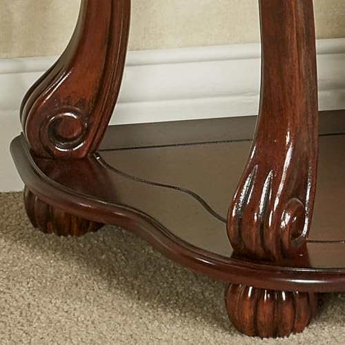 Touch of Class Eudora Natural Cherry Console Table | Half Round Wooden Vintage Accent | Semi Circle Traditional Style Furniture for Bedroom, Living Room, Sofa Touch of Class
