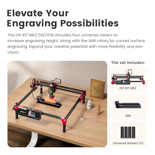 Algolaser 10W Laser Engraver Machine - Laser Engraver/Cutter with Rotary Roller & Laser Engraver Riser - Laser Engraving Machine with 3.5" Smart Touchscreen & AlgoOS,Laser Engraver for Wood & Metal AlgoLaser