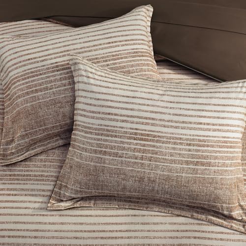 AMBERSPACE Twin XL Comforter Set Striped, Chocolate Brown Bedding Set 5 Pieces for Boys Girls Teen, All Season Bed in a Bag for Dorm with Sheets, Pillowcase & Sham AMBERSPACE