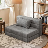 Homall Folding Sofa Bed, Floor Couch Convertible Sleeper Chair with Pillow, Comfy Futon Lounge Sofas, Portable Fold Out Chair Bed for Living Room, Small Space (Corduroy, Slate Grey) Homall