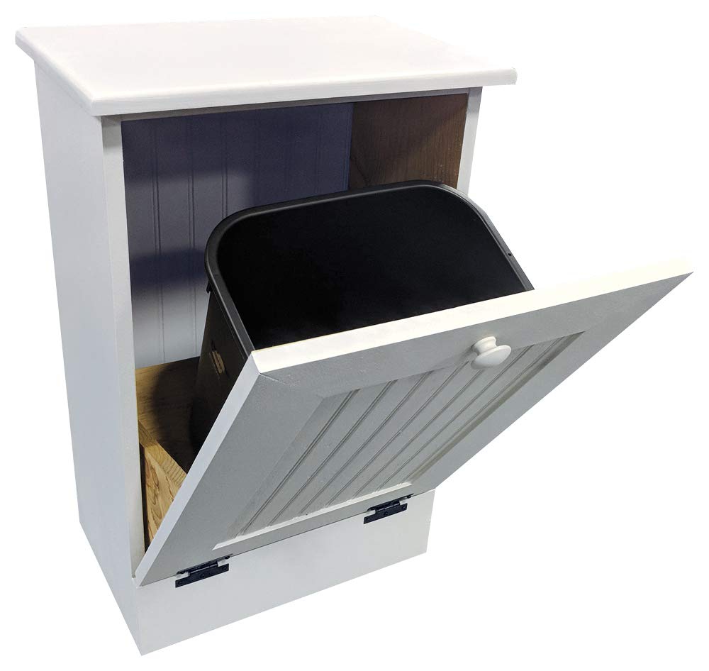 Tilt Out Wooden Trash Cabinet (Solid - Cottage White) Sawdust City