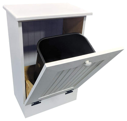 Tilt Out Wooden Trash Cabinet (Solid - Cottage White) - WoodArtSupply