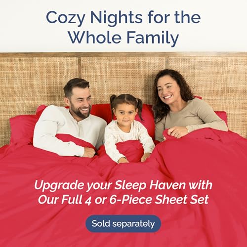 Full Size Flat Sheet - Hotel Quality Top Flat Bed Sheet Only - Ultra-Soft, Comfy, Breathable & Cooling - Fade & Wrinkle Free - Easy-Care, Stain & Shrink Resistant Bedding - Easy-Fit & Oeko-Tex - Red CGK Unlimited