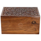 HIND HANDICRAFTS Rosewood Top Engraved Wooden Cremation Urns for Human Ashes Adult - Handcrafted Funeral Memorial Ashes Urn - Large Columbarium Urn Hind Handicrafts