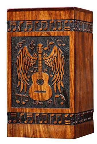 Handmade Rosewood Urn for Human Ashes - Eagle Design Wooden Urn Box, Personalized Cremation Urn for Ashes Handcrafted - Large Wooden Urn Box