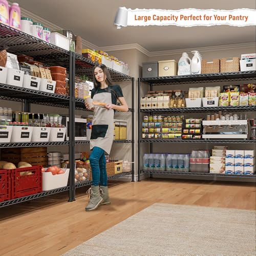 REIBII Storage Shelves 45.3''W Wire Shelving Unit 4 Tier Metal Shelves for Storage Rack Metal Shelving for Pantry Shelves Kitchen Steel Shelving, 45.3''W*63''H*17.7" D REIBII