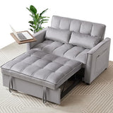Rovibek Futon Sofa Bed Pull Out 3 in 1 Sleeper Sofa Couch Bed Convertible Sleeper Loveseat with Side Table & Reclining Backrest, Pillows and Pockets, for Living Room Apartment Office Rovibek