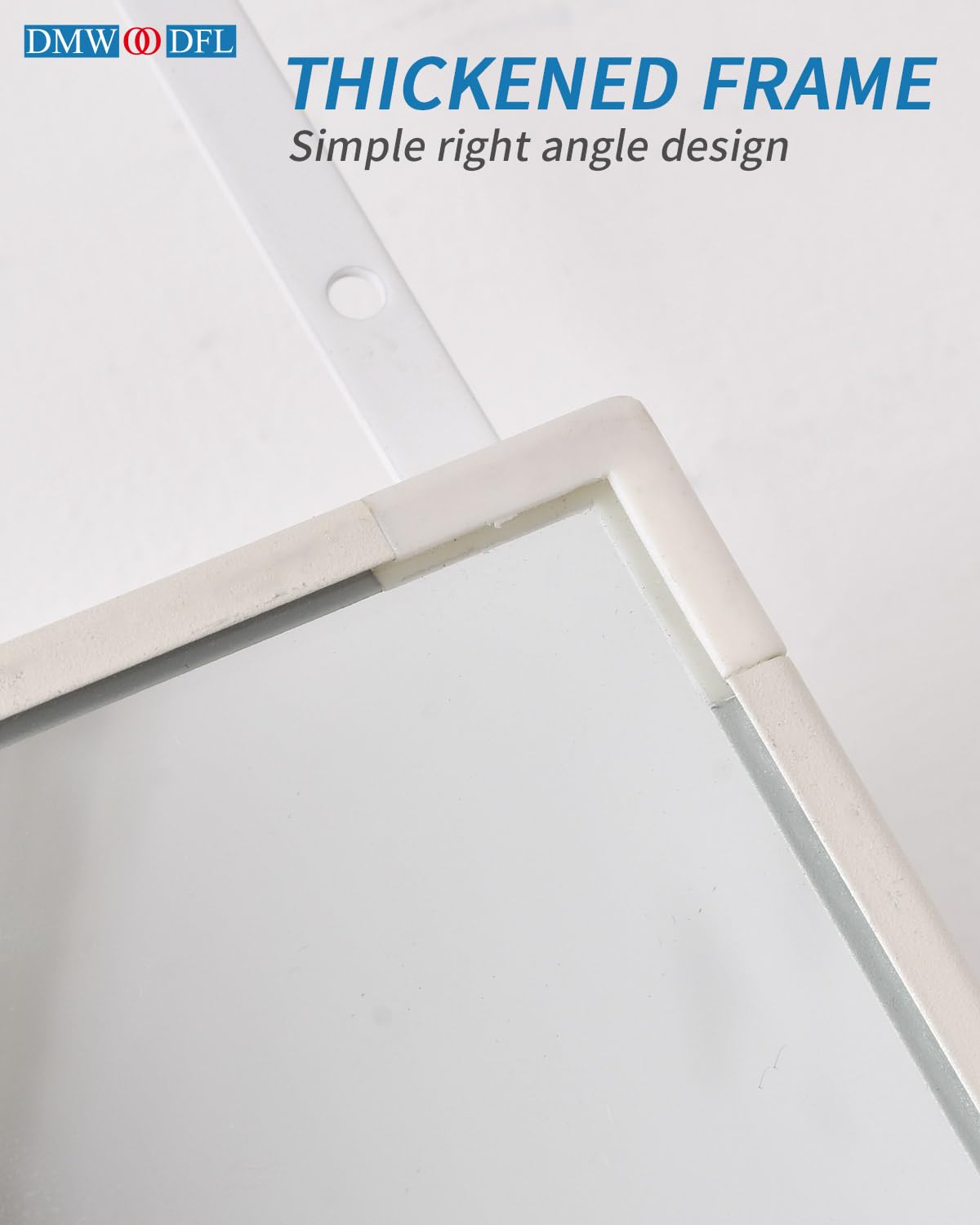 DMWOODFL 48" x 14" Over The Door Mirror Full Length Mirror Door Mirror Wall Mirror Hanging with 2 Metal Hangers for Bedroom Living Room Bathroom White DMWOODFL