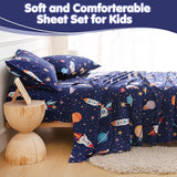 CIMVI Twin Sheets Set for Boys Space Rocket Universe Bed Sheets for Kids 3 Pieces Soft Microfiber Bed Sets with Deep Pocket Cartoon Bedding for Children Kids (Space, Twin) CIMVI