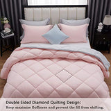 NexHome Twin Comforter Set Pink&Grey,2 Pieces Lightweight Comforters Twin Size Reversible Bedding Comforters Sets,Down Alternative Comforter Bed Set Quilt Blanket(68x88In Comforter & 1 Pillowsham) NexHome