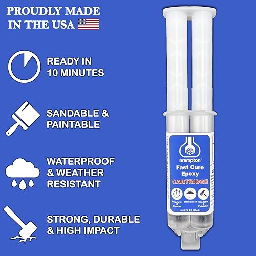 Brampton Fast Cure Epoxy - 10 Minute Epoxy - Epoxy Glue Kit for Metal, Wood, Ceramic, Glass, Stone, Tile, and Most Plastics - Strong, Durable, Waterproof, Sandable, and Paintable BRAMPTON TECHNOLOGY, LTD.