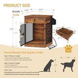 Hzuaneri 24'' Dog Crate Furniture with Charging Station, Dog Kennel Indoor with Flip-Top Storage, Wooden Pet Cage Dogs House End Side Table for Small Dogs Anti-Chew Anti-Escape, Rustic Brown DFC90101B Hzuaneri