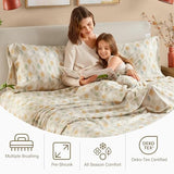 True North by Sleep Philosophy Flannel Sheets Queen Size, Cozy 100% Cotton Flannel Bed Sheets, Ultra Soft Cute Sheet Set, Novelty Print Themed Cold Weather Warm Bedding Set,Multi Leaves 4 Piece Sleep Philosophy