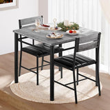 IRONCK Dining Table Set for 2, Small Kitchen Table with Upholstered Chairs for Kitchen & Dining Room, Compact Dining Set for Small Spaces, Gray IRONCK