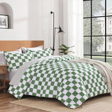 Andency Green Checkered Comforter Full(79x90Inch), Plaid Gingham Buffalo Grid Bedding Comforter Sets for Boys Kids Teens, 3 Pieces Lightweight Microfiber Geometric Preppy Bed Set Andency
