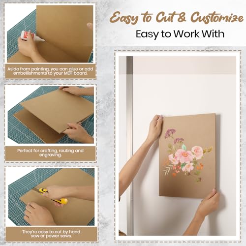 CALPALMY 24-Pack MDF Board 1/8 Inch Thick 12" x 12" Unfinished Wood Panels, 3mm Thick Medium Density Fiberboard Wood Boards for Crafts, Painting, Carpentry, Engraving, Interior Design, and More CALPALMY