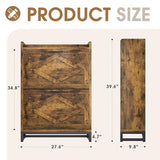 GRUSIGN Shoe Cabinet, Shoe Storage Cabinet with 2 Flip Drawers & Adjustable Shelf, Space-Saving Shoe Organizer – Holds 12+ Pairs, Narrow Shoe Cabinet Storage for Entryway/Hallway（Brown） GRUSIGN