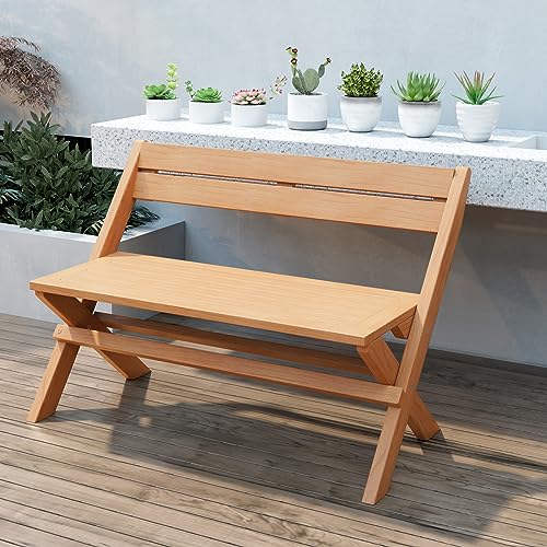 Giantex Folding Teak Wood Outdoor Bench - 2-Person Patio Seat with Elegant Design for Garden and Poolside Giantex