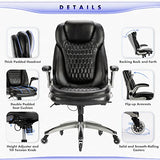 Executive Office Chair-Ergonomic Computer Desk Chair, High Back Leather Chair with Padded Flip-up Arms, Swivel Home Office Chair Upgraded Caster-Black COLAMY