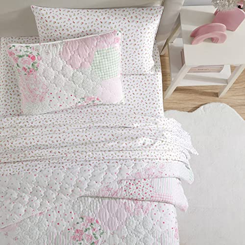 Laura Ashley Kids - Twin Quilt Set, Reversible Kids Bedding with Matching Sham(s), Ideal for Toddler Bedding Set, Ideal Girl Room Essentials, Coquette Room Decor (Ellyn Pink, Twin) Laura Ashley