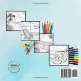 Relaxing at the Beach: A Coloring Book: Beach Scenes Adult Coloring Book for Mindful Meditation WoodArtSupply