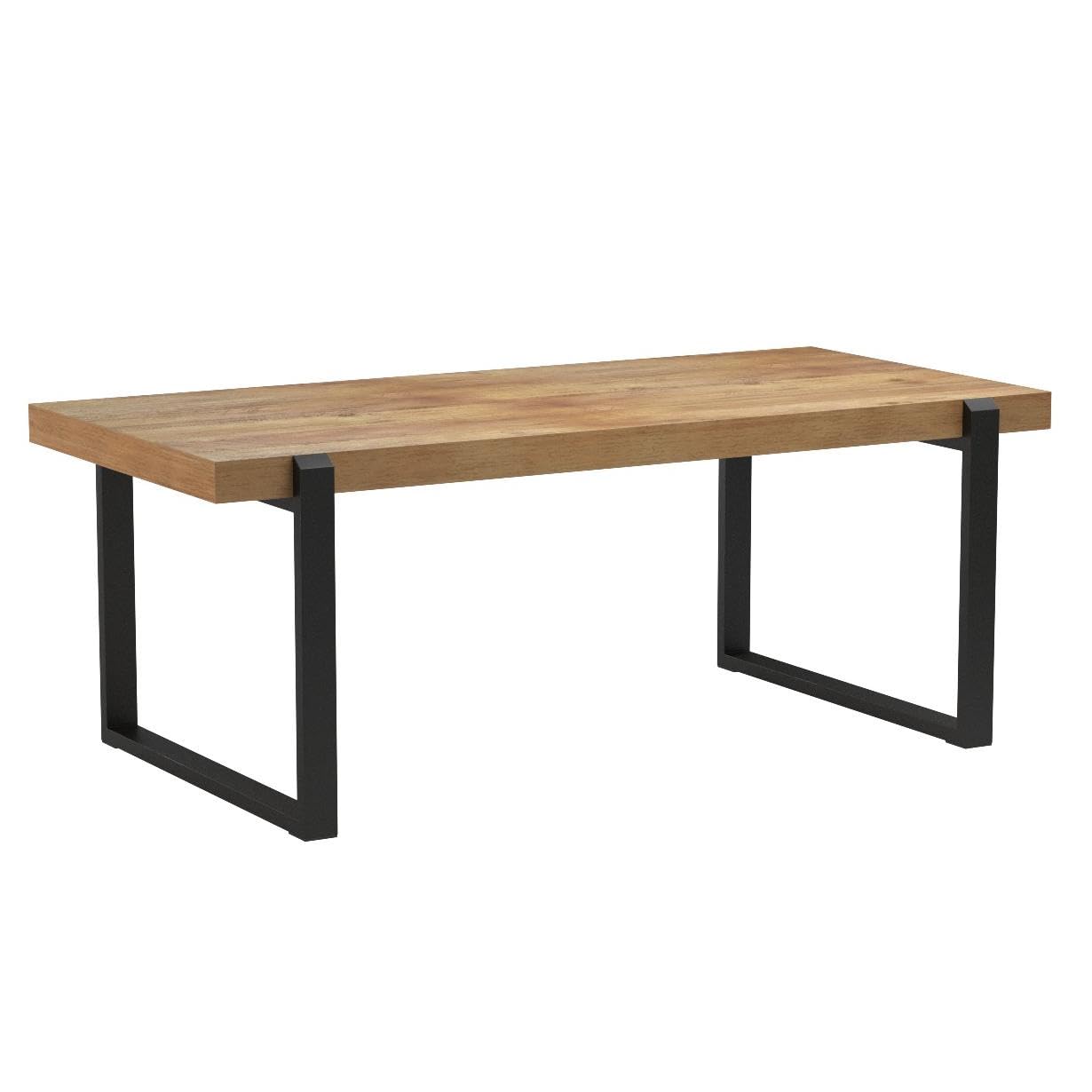 FOLUBAN Rustic Coffee Table,Wood and Metal Industrial Cocktail Table for Living Room, 47 Inch Oak