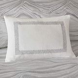 Madison Park Signature Glam Cozy Comforter Set - All Season Bedding Combo Filled Insert and Removable Duvet Cover, Shams, Decorative Pillows, Metallic White King(110"x96") 10 Piece Madison Park