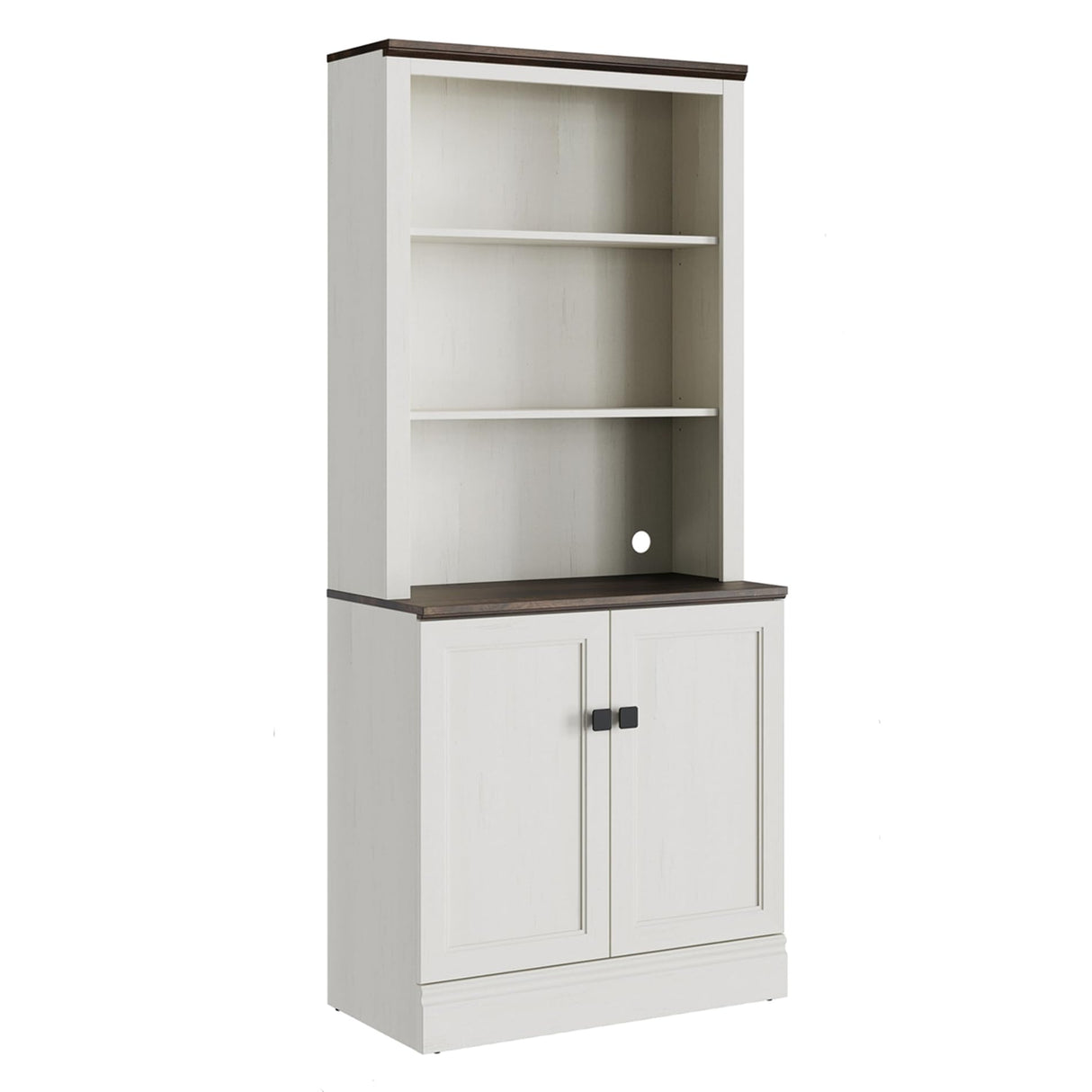 FENSULN 72 in Tall Bookshelf 5 Tier Bookcase with Adjustable Shelves, Antique White Book Shelf with Storage Cabinet, Wood Freestanding Display Bookshelves for Home Office，Bedroom, Living Room FENSULN