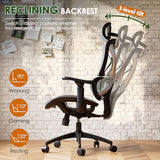 GABRYLLY Ergonomic Office Chair, Big and Tall Mesh Chair with Lumbar Support, 3D armrest - 215° Rotation, Adjustable Headrest & Soft Seat, Durable Desk Chair 350LBS for Work Gaming Computer,Grey GABRYLLY