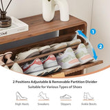 RARZOE Fluted Shoe Storage Cabinet with 2 Flip Drawers, Narrow Curved Shoe Cabinet for Entryway, Freestanding Wood Hidden Shoe Organizer Closed Shoe Rack Cabinet for Foyer, Hallway (27.5''Walnut) RARZOE