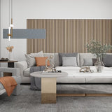 Acoustic Wood Veneer Slat Panels for Interior Wall and Ceilings Décor | 3D Seamless Spliced Wood Wall Panels | Sound Absorbing Decorative Panels | Luxury Real Wood | Natural Walnut x 2 Pack eazart