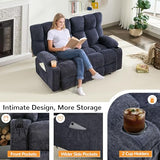 Sofetura Loveseat Recliner Sofa, Big Large Reclining Sofa with Cup Holders & Side Pockets, Traditional 2-Seater Manual Recliner Couch for Living Room, RV, Home Theater, Oversized (Fabric, Blue)