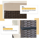 U-MAX 7 Piece Outdoor Patio Furniture Set, PE Rattan Wicker Sofa Set, Outdoor Sectional Furniture Chair Set with Cushions and Tea Table, Brown U-MAX