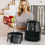 Ninja Air Fryer, Roast, Bake, Air Fry, Roast, Broil, Reheats, & Dehydrates, 4-in-1, Fries, Frozen Food, Veggies, and Juicy Meat, Less Oil, Easy Meals, Healthy Meals, Compact, 4 QT, Grey, AF101 Ninja