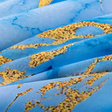 Holawakaka Light Blue Gold Marble Print Bedding Comforter Set Queen Size Marbled Bed Sets 3 Pieces (Light Blue Gold, Queen) Holawakaka
