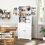HLR 72" Kitchen Pantry Storage Cabinet, Freestanding Larder Cupboard, Kitchen Hutch Cabinet with Microwave Stand,Utility Pantry with Doors and Shelves for Dining Room, Living Room HLR