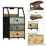 Tohomeor Dresser with Fabric Drawers Nightstand with 2 Tier Shelf Storage Tower for Bedroom Hallway Entryway Closet Organizer Sofa Beside Table Furniture (Multi, 3 Drawers) Tohomeor