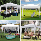 SANWAY 10x10 Pop up Canopy Tent, One-Button, Outdoor Instant Canopy Protable for Events, Camping, Parties, Vendor, Beach Tent - White SANWAY