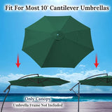 YardGrow 10ft 8 Ribs Canopy Replacement for Cantilever Umbrella, Canopy ONLY, Frame NOT Included (Green) YardGrow