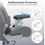 600LBS Big and Tall Massage Office Chair, Extra Wide Seat - 3D Kneading Massage & Heat Office Chair with Heavy Duty Metal Base, 3D Flip Arms, Fabric Ergonomic with Thick Spring Cushion CHAIRKER