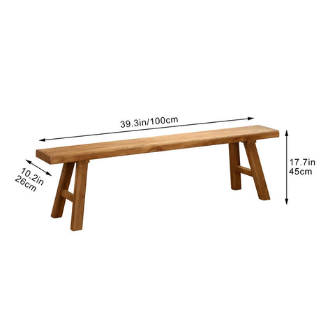 Farmhouse Indoor Wooden Living Room Dining Bench,indoor Natural Bench，Asian Wood Kitchen Entryway Bench With Armless Design And Short Height, Solid Wood Bench For Living Room, Hallway(39.3*10.2*17.7in LLYLAFDC