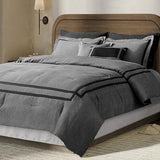 Wonderful Hotel Comforter Set Queen Size 8 Piece Bedding Set Grey Luxury Hydro-Brushed Modern Bedding Comforter Set with Sheet, Fitted Sheet, Pillow Shams, Decorative Pillow for All Season Wonderful
