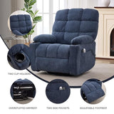 Sang Seiyoga Heat Massage Recliner Chair with Rocker & Swivel, Wall Hugger Small Recliner for Small Spaces, Manual Living Room Chair, Navy Blue, Ergonomic Design for Relaxation