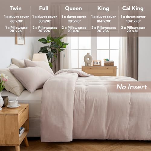 MILDLY Muslin Duvet Cover Twin - 100% Washed Cotton Linen Like Gauze Comforter Cover 2 Pieces Breathable & Lightweight for All Season MILDLY