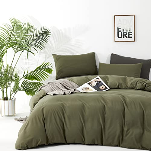 Pureant Olive Green Comforter Sets Queen Size Solid Dark Green Bedding Comforters Plain Army Green Soft Cozy Quilts Women Men Dark Grass Green Blankets Modern Minimalist Hunter Green Comforters Pureant
