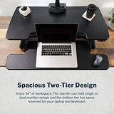 Vari Varidesk Pro Plus 36 Electric Standing Desk Converter – 11 Height Settings + Spring-Loader Lift, 2 Tier Design, Keyboard Tray – Fits Desktops 36” Wide x 26.5" Deep – Fully Assembled (Black) Vari
