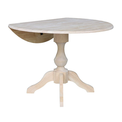 IC International Concepts International Concepts 42" Round Dual Drop Leaf Pedestal Table-30.3" H, Unfinished Dining Table, Ready to Finish