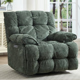 Pationate Oversized Recliner Chair, Overstuffed Swivel Rocker with Extra Wide Seat & Breathable Fabric for Living Room (Power, Green)