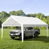 Garvee Carport, 10 ft x20 ft Extra Large Heavy Duty Carport, Portable Heavy Duty Garage Shelter with 8 Legs, Garage Tent for Car, Truck, SUV, Car Canopy with All-Season Tarp - White Garvee